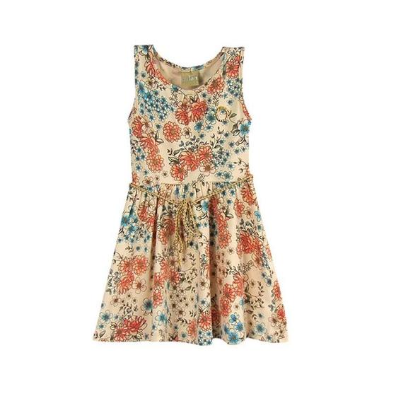 Imagem de Vestido infantil menina florido com cinto em cordão lurex