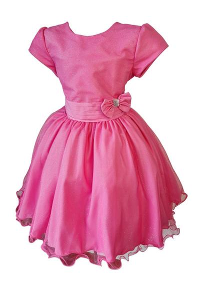 Imagem de Vestido Infantil Menina Glitter Rosa Chiclete Aniversário