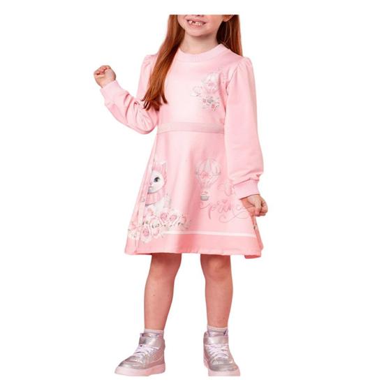 Imagem de Vestido Infantil Menina Kukiê ML Gatinha Rosa - 71992