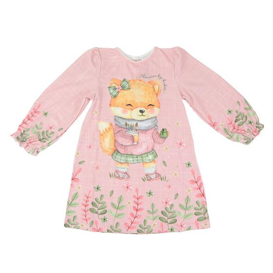 Imagem de Vestido Infantil Menina Kukie Raposa ML Rosê - 71100