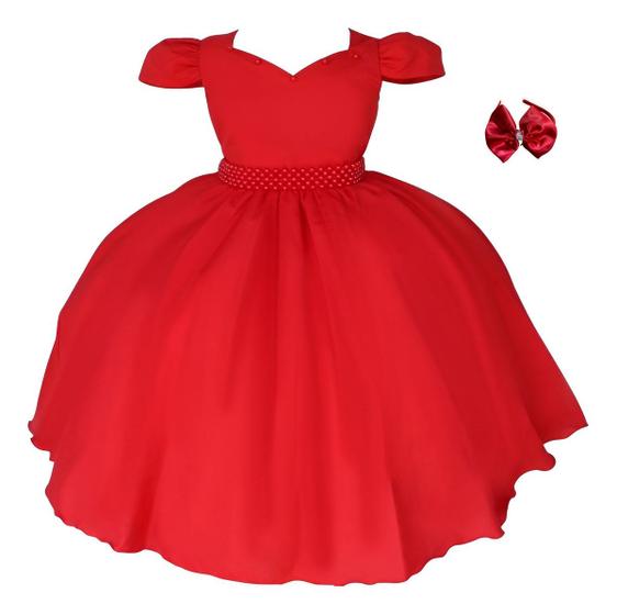 Imagem de Vestido Infantil Menina Liso Coração Luxo Elegante Com Tiara