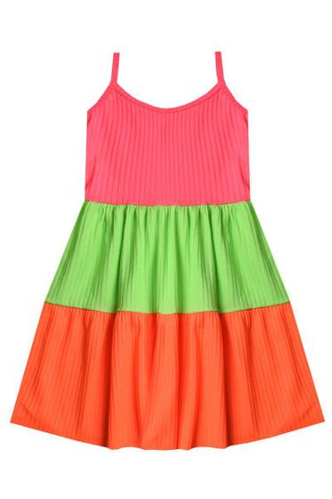 Imagem de Vestido Infantil Menina Tricolor ROSA - VERDE - LARANJA