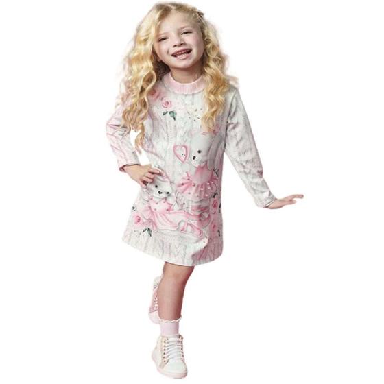 Imagem de Vestido Infantil Menina Ursinha Bailarina ThermoSkin Kukiê