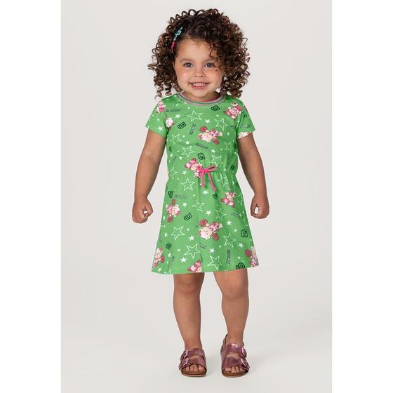 Imagem de Vestido Infantil Menina Ursinhos Verde Brandili