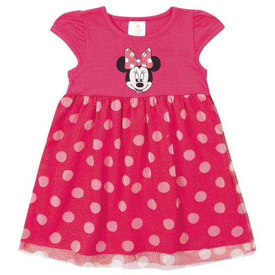 Imagem de Vestido Infantil Minnie Poá Rosa