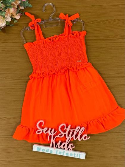 Imagem de Vestido Infantil Mon Sucre Verão Laranja Neon