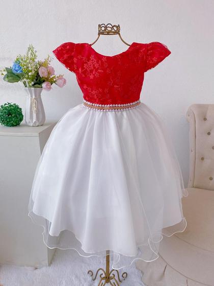 Imagem de Vestido Infantil Mônica Vermelho com Branco Festa