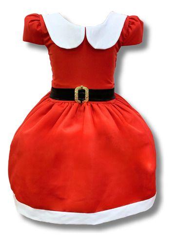 Imagem de Vestido Infantil Natal Mamãe Noel Vermelho Com Cinto Preto