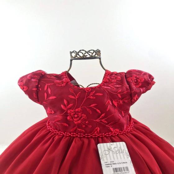 Imagem de Vestido Infantil Nelu Pala Com Bordado Floral e Cinto Perolado 2938.*