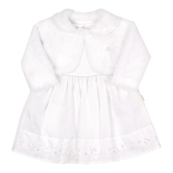 Imagem de Vestido Infantil Paraiso Organza com Bolero de Pelo Branco