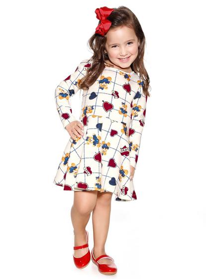 Imagem de Vestido Infantil Planet Kids Feminino Neoprene Ursinho Tam 3 PK 161