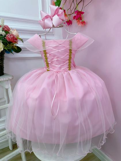 Imagem de Vestido Infantil Princesa Aurora Com Busto Trançado