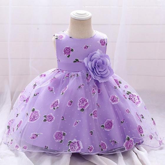 Imagem de Vestido Infantil Princesa Luxo com Tule e Flores