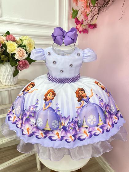 Imagem de Vestido Infantil Princesa Sofia Lilás Aplique Pérolas Luxo festa  RO1090LL