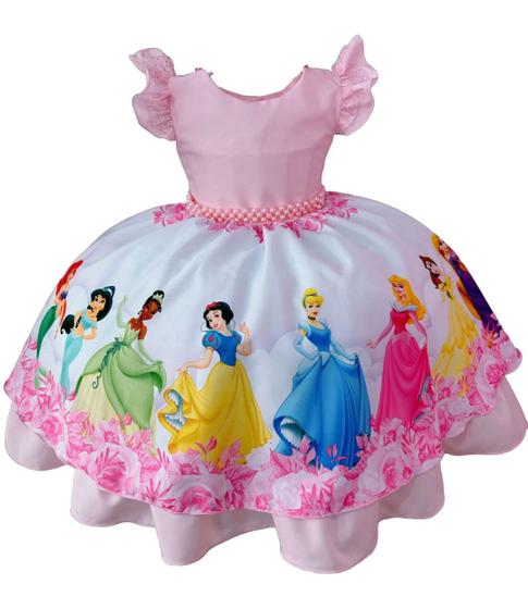 Imagem de Vestido Infantil Princesas Disney Luxo tematico Fantasia