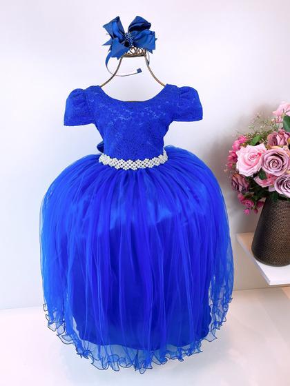 Vestido infantil realeza azul royal renda pérolas festa luxo - enjoy -  Vestido Infantil - Magazine Luiza