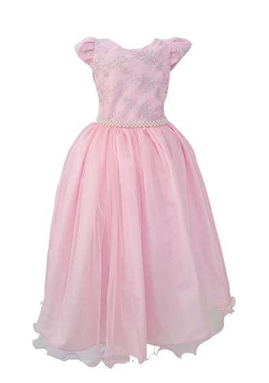 Imagem de Vestido Infantil Rosa Glitter Festa Casamento De Luxo Rodado