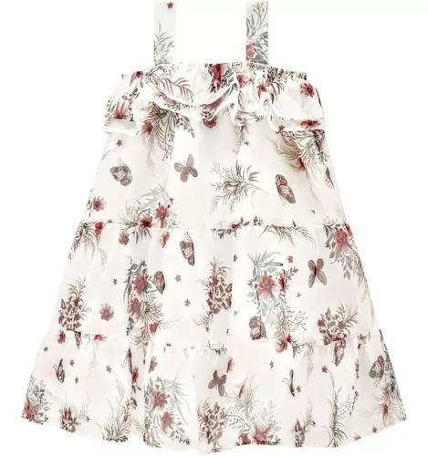 Imagem de Vestido Infantil Roupa Para Bebê Milon Floral Festa Criança Off Fofo Estampado  Macio e Confortável