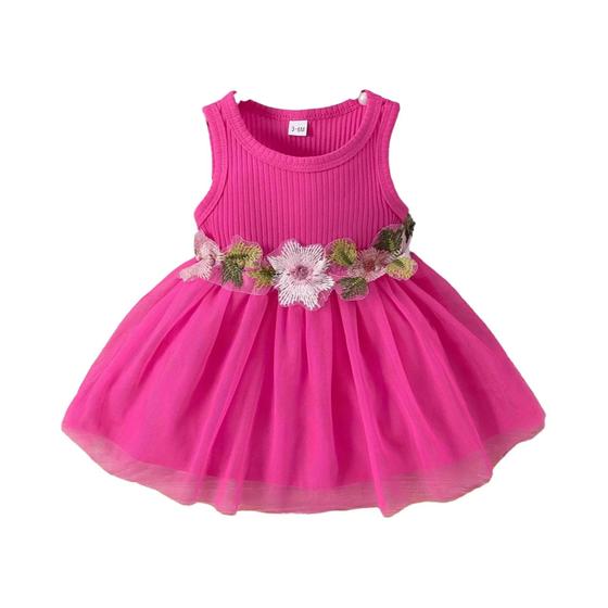 Imagem de Vestido Infantil Sem Mangas com Patchwork Floral - Estilo Delicado para o Verão