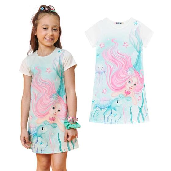 Imagem de Vestido Infantil Sereia Happy Neo Fresh Azul Mar Kukiê