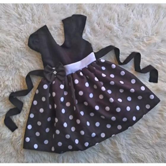 Imagem de Vestido Infantil Simples Preto com Bolinhas Brancas