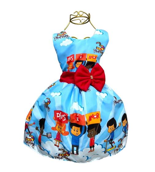 Imagem de Vestido Infantil Temático 3 PALAVRINHAS Aniversários e Festas.