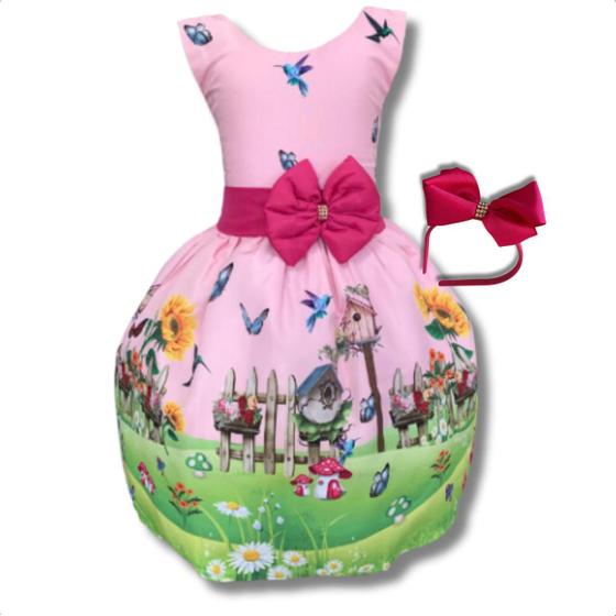 Imagem de Vestido Infantil Temático Fazendinha Menina Na Fazenda Luxo