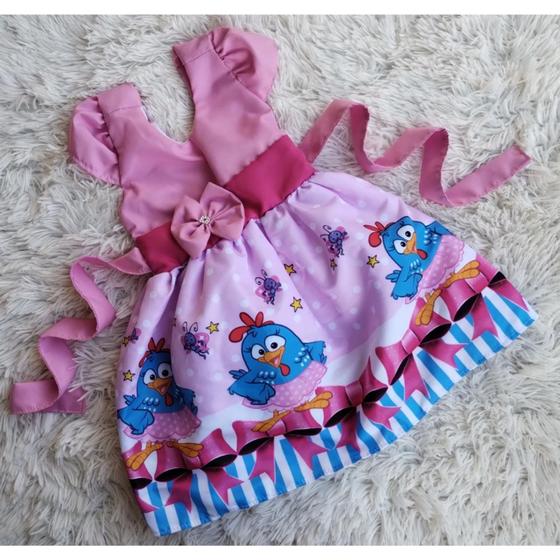 Imagem de Vestido Infantil Temático Galinha Pintadinha Rosa RF03