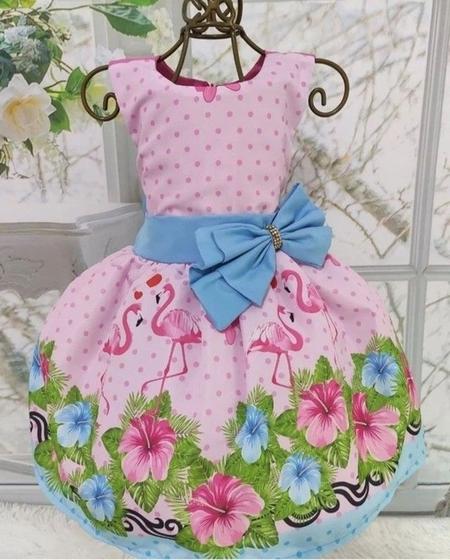 Imagem de Vestido Infantil Temático Luxo Flamingo 1 ano