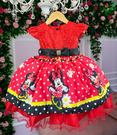 Imagem de Vestido infantil Tematico Luxo Minnie Vermelha