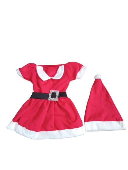 Imagem de Vestido Infantil Temático Mamãe Noel Natal Festa Ano Novo