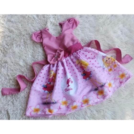 Imagem de Vestido Infantil Temático Simples Barbie Rosa RF03