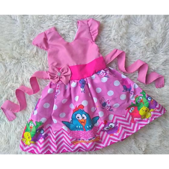 Imagem de Vestido Infantil Temático Simples Galinha Pintadinha Rosa RF02