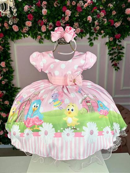 Imagem de Vestido Infantil Temáticos  Galinha Pintadinha Rosa Luxo