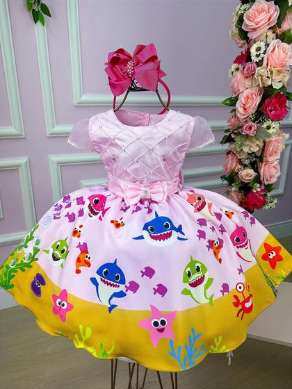 Imagem de Vestido infantil Temáticos Luxo Baby Shark - Envio Rápido