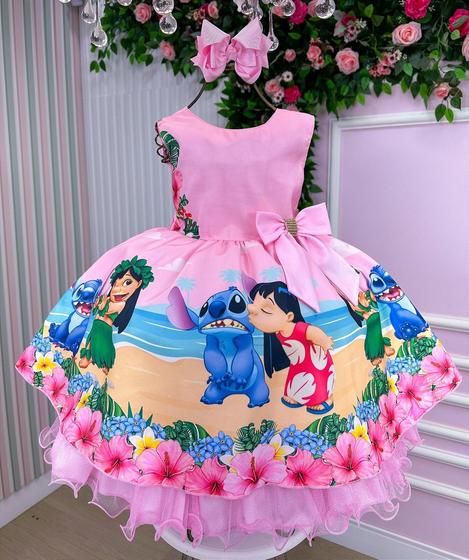 Imagem de Vestido Infantil Temáticos Luxo Lilo Lillo Rosa