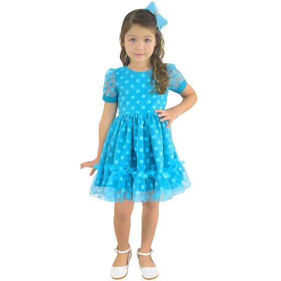 Imagem de Vestido Infantil Tule Poá Várias Cores Luxuoso