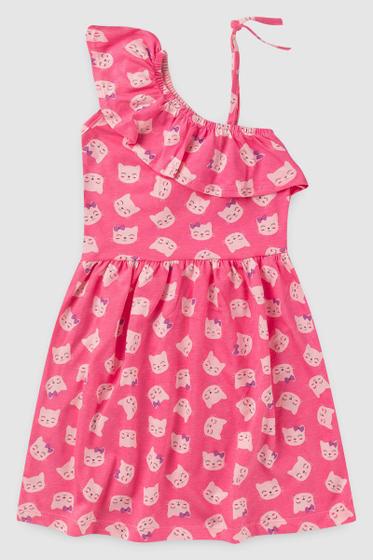 Imagem de Vestido Infantil Um Ombro Estampado Gatinhos