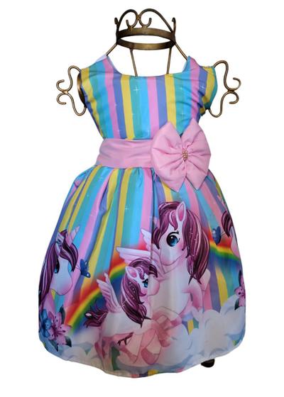 Imagem de Vestido Infantil Unicórnio Luxo Festa Aniversário Temático