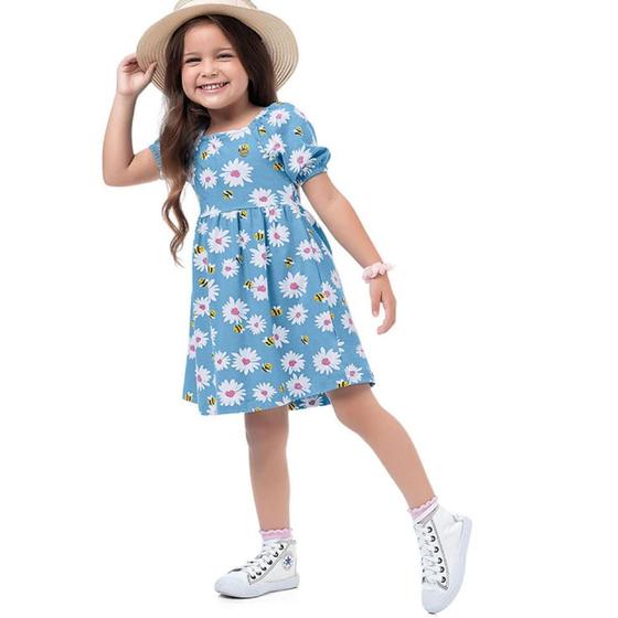 Imagem de Vestido Infantil Verão Margaridas Tam 1 a 3 - Fakini