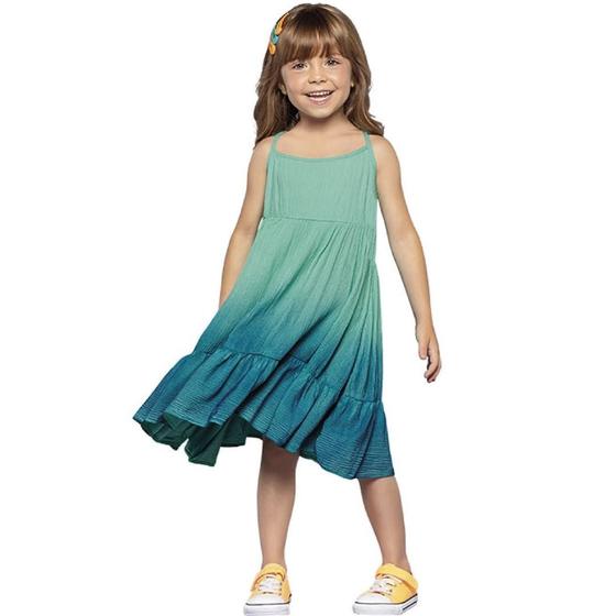 Imagem de Vestido Infantil Verão Viscose Degradê Tam 2 a 8 - Nanai