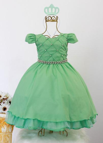 Imagem de Vestido Infantil Verde Daminha Luxo E Coroa