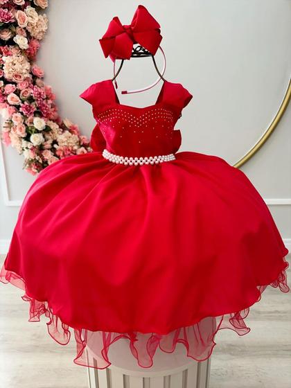 Imagem de Vestido Infantil Vermelho Busto C/ Strass Damas Formaturas super luxo festa  1648VM