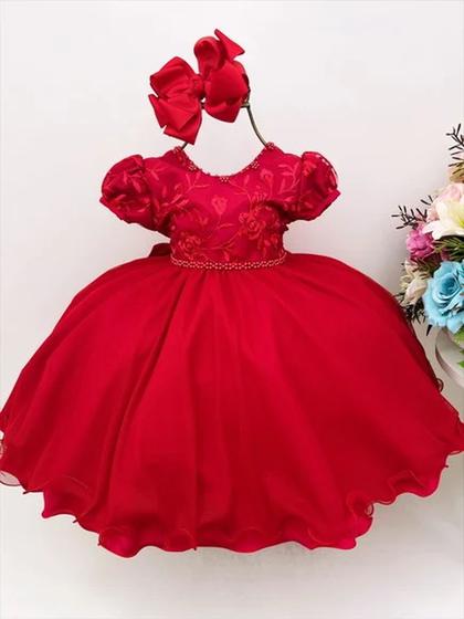 Imagem de Vestido Infantil Vermelho Renda Princesas Luxo _ Tamanho 2