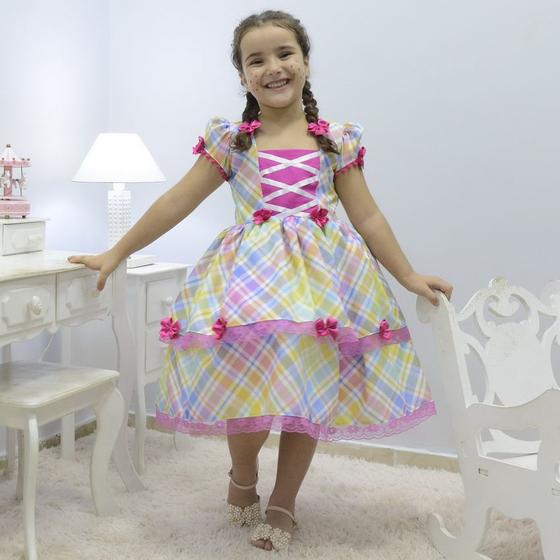 Imagem de Vestido infantil xadrez tema quadrilha - Festa Junina