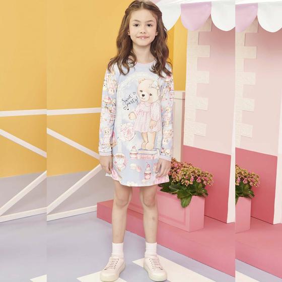 Imagem de Vestido Inverno  Infantil Mangas Longas Em Molecotton Tam 6 a 14 - Infanti