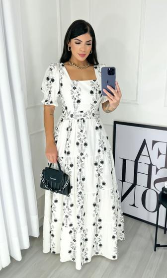 Imagem de Vestido Jade Longo Estilo Romântico com Marias Elegante