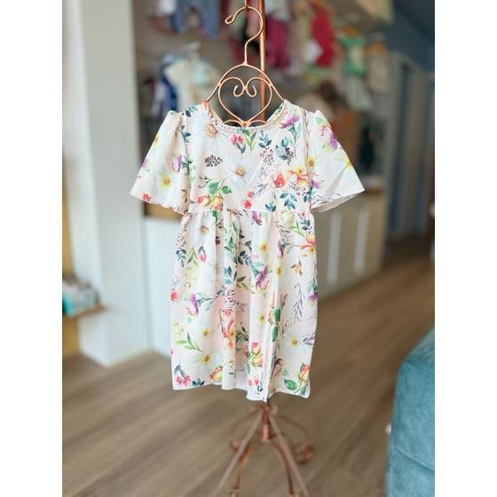 Imagem de Vestido Jardim Encantado Toque de Seda Para Menina Floral Envio Imediato