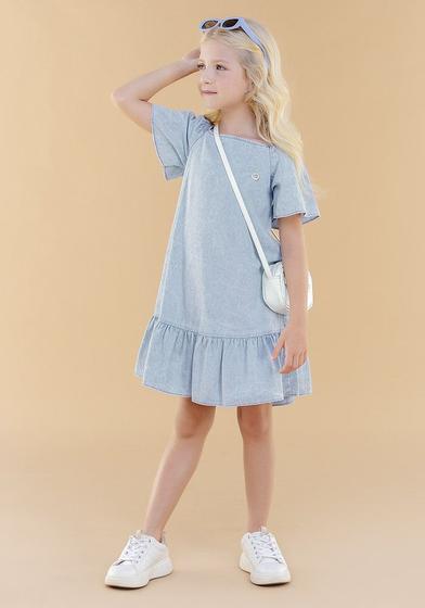 Imagem de Vestido Jeans Casual Menina Infantil Lavagem Clara Glinny