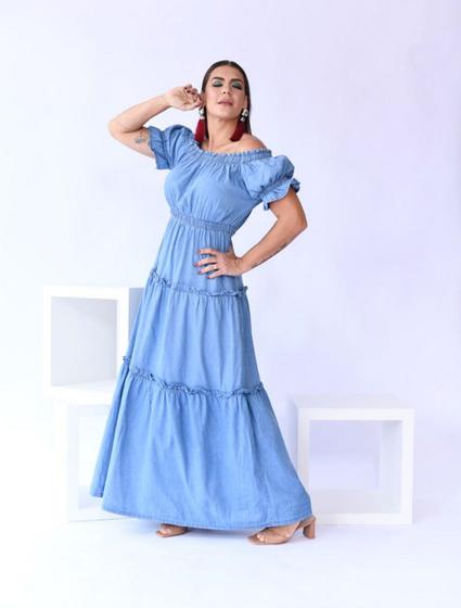 Imagem de Vestido jeans longo Ciganhinha - azul tamanho g